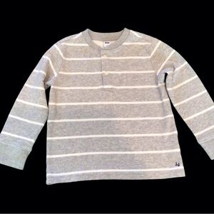 Janie and Jack gray and white long sleeve top, size 3.